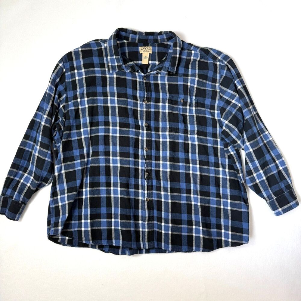 Blue Mountain Flannel Shirt Mens Red Black White Long Sleeve